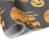 Happy Halloween Pumpkin Funny Spooky Bat Scary Cadeaupapier (Rol Hoek)
