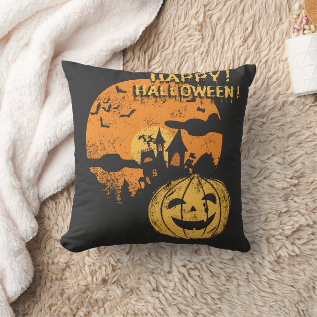 Happy Halloween Pumpkin Funny Spooky Bat Scary Kussen (Deken)