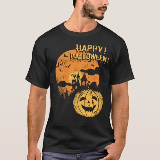 Happy Halloween Pumpkin Funny Spooky Bat Scary T-shirt (Voorkant)