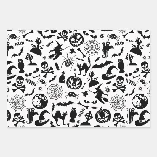 Happy Halloween Pumpkin Ghost Pattern Inpakpapier Vel (Voorkant 3)