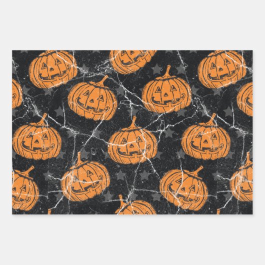 Happy Halloween Pumpkin Ghost Pattern Inpakpapier Vel (Voorkant 2)