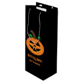 Happy Halloween Pumpkin Gift Bag Wijn Cadeautas (Voorkant Gekanteld)