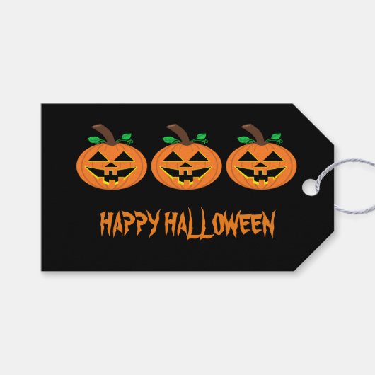 Happy Halloween Pumpkin Gift Label Cadeaulabel (Voorkant (Horizontaal))