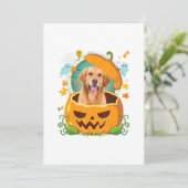 Happy Halloween Pumpkin Golden Retriever Dog Aankondiging (Staand voorkant)