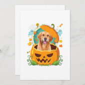 Happy Halloween Pumpkin Golden Retriever Dog Aankondiging (Voorkant / Achterkant)