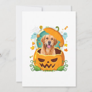 Happy Halloween Pumpkin Golden Retriever Dog Aankondiging