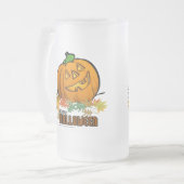Happy Halloween Pumpkin Matglas Bierpul (Voorkant links)