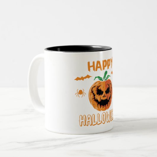 Happy Halloween Pumpkin Mok – Spooky Coffee Cup (Voorkant links)