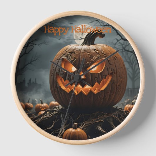 Happy Halloween Pumpkin Patch Wall Clock (Voorkant)
