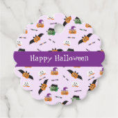 Happy Halloween Pumpkin-patroon aangeslagen Bedankjes Labels (Voorkant)