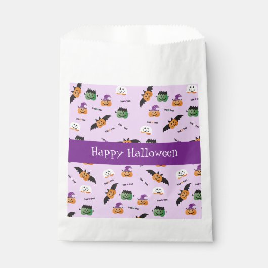 Happy Halloween Pumpkin Pattern Paars Napkins Bedankzakje (Voorkant)