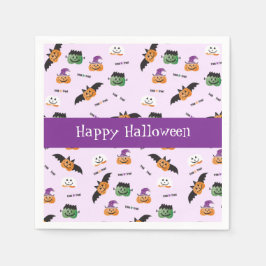 Happy Halloween Pumpkin Pattern Paars Servet