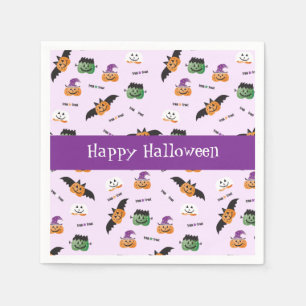 Happy Halloween Pumpkin Pattern Paars Servet