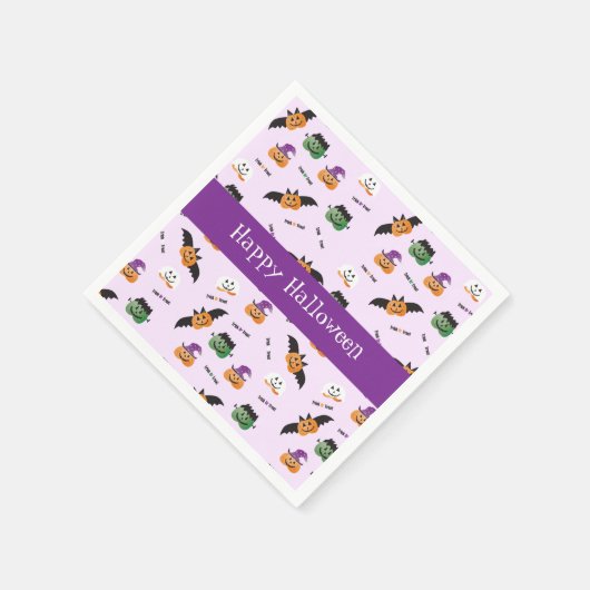 Happy Halloween Pumpkin Pattern Paars Servet (Hoek)