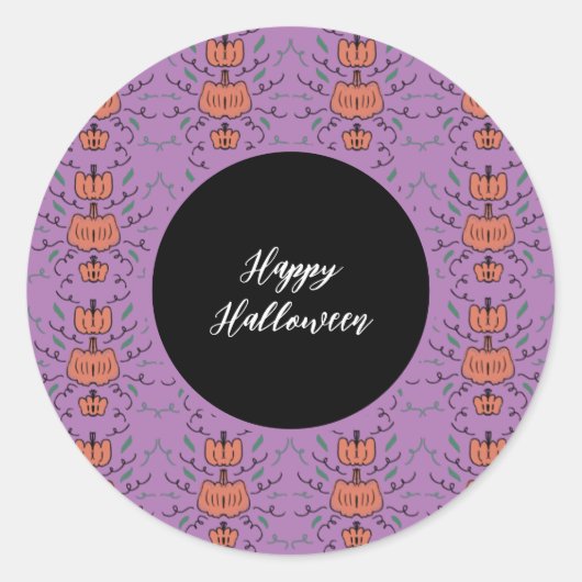Happy Halloween Pumpkin Podle Seamless Patroon Ronde Sticker (Voorkant)