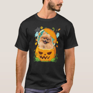 Happy Halloween Pumpkin Pomeranian Dog Witch Cute T-shirt