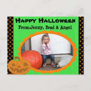 Happy Halloween Pumpkin Post Kaart- Voeg uw foto t Briefkaart