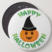 "HAPPY HALLOWEEN" PUMPKIN RONDE BUTTON 6,0 CM (Voorkant /achterkant)