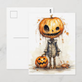 Happy Halloween Pumpkin Scarecrow Art Briefkaart (Voorkant / Achterkant)