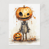 Happy Halloween Pumpkin Scarecrow Art Briefkaart (Voorkant)