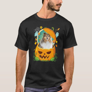 Happy Halloween Pumpkin Sheltie Dog Witch Cute Pet T-shirt