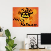 Happy Halloween Pumpkin Silhouette Illustration Poster (Thuiskantoor)