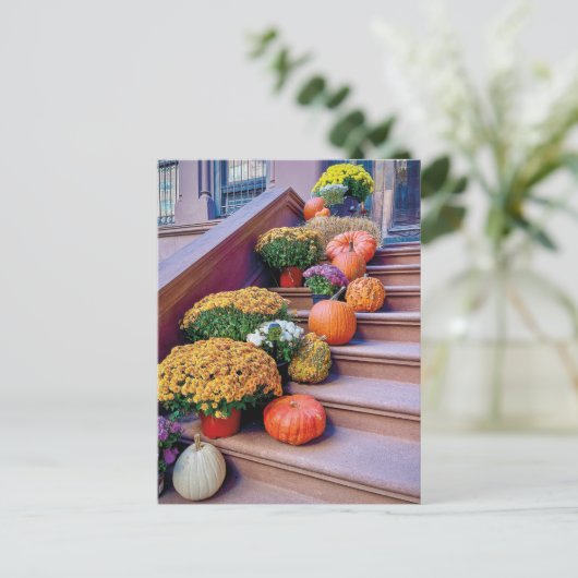 Happy Halloween Pumpkin Stairs New York Briefkaart (Staand voorkant)