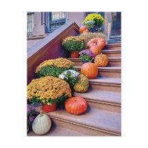 Happy Halloween Pumpkin Stairs New York Briefkaart