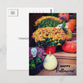 Happy Halloween Pumpkin Stairs New York Briefkaart (Voorkant / Achterkant)