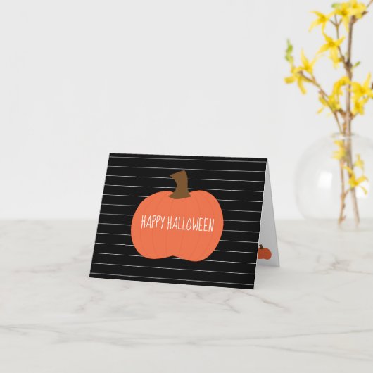 Happy Halloween Pumpkin & Stripes Kaart (Gele Bloem)