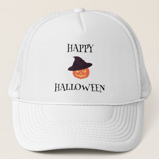 Happy Halloween Pumpkin Trucker Hat – Oranje Jack Trucker Pet (Voorkant)