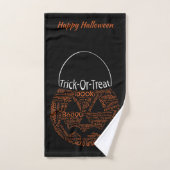 Happy Halloween Pumpkin Typography Sinaasappel Handdoek (Handdoek)