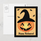 Happy Halloween Pumpkin Witch Briefkaart (Voorkant / Achterkant)