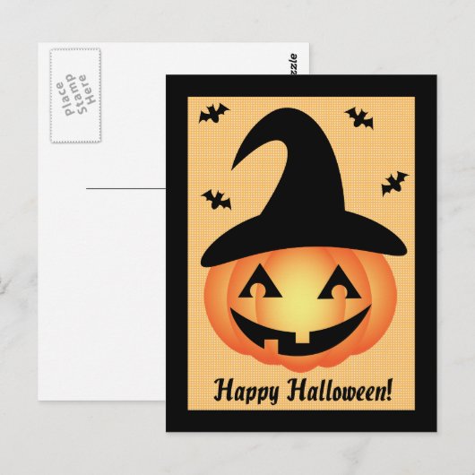 Happy Halloween Pumpkin Witch Briefkaart (Voorkant / Achterkant)