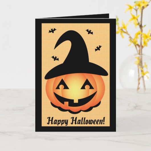 Happy Halloween - Pumpkin Witch Kaart (Gele Bloem)