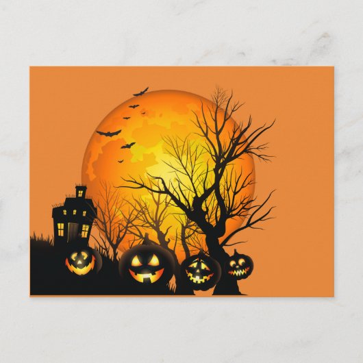 Happy Halloween Pumpkins and Haunted House Briefkaart (Voorkant)