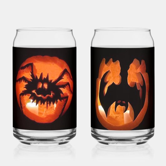 Happy Halloween Pumpkins Blikvorm Glas (Achterkant)