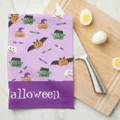 Happy Halloween Pumpkins drukte op Patroon Theedoek (Quarter Fold)