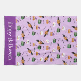 Happy Halloween Pumpkins drukte op Patroon Theedoek