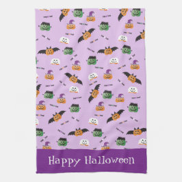 Happy Halloween Pumpkins drukte op Patroon Theedoek