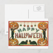Happy Halloween Pumpkins en Cats Briefkaart (Voorkant / Achterkant)