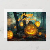 Happy Halloween Pumpkins en Spider Web Briefkaart (Voorkant / Achterkant)