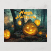 Happy Halloween Pumpkins en Spider Web Briefkaart (Voorkant)