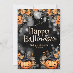 Happy Halloween Pumpkins Familie Fotokaart Feestdagenkaart