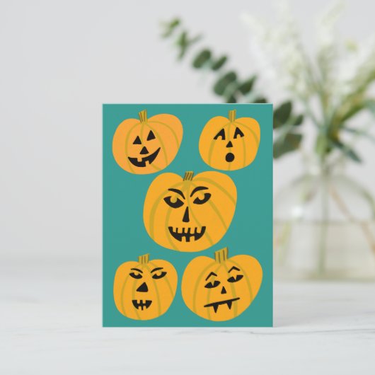 HAPPY HALLOWEEN Pumpkins Jack-O-Lantern Briefkaart (Staand voorkant)