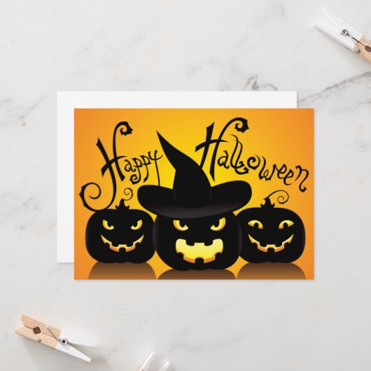 Happy Halloween Pumpkins Kaart (Voorkant / Achterkant in situ)