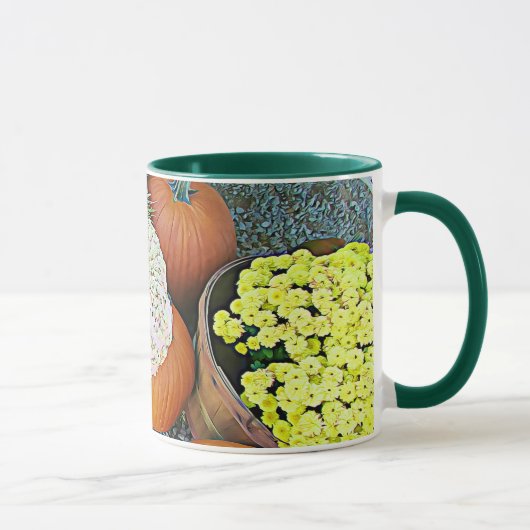 Happy Halloween Pumpkins Mums Coffee Mok (Rechts)