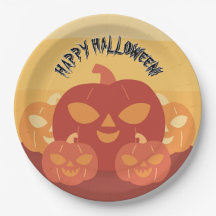Happy Halloween! Pumpkins Paper Plate