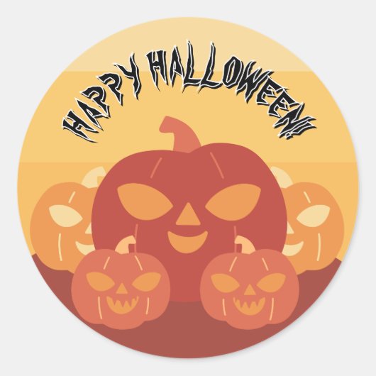 Happy Halloween! Pumpkins Ronde Sticker (Voorkant)