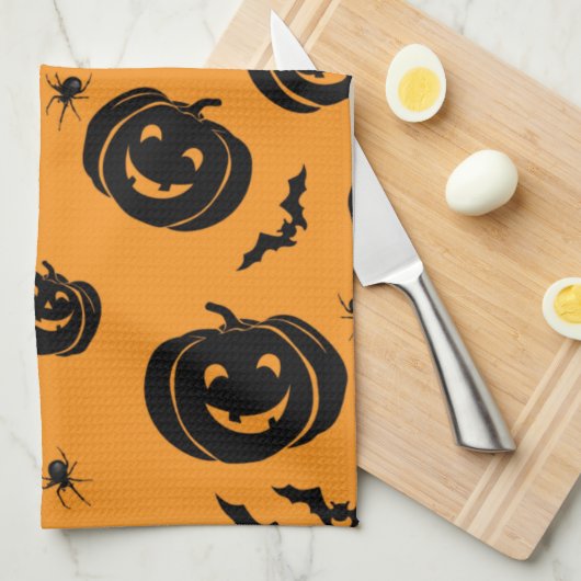 Happy Halloween Pumpkins Theedoek (Quarter Fold)